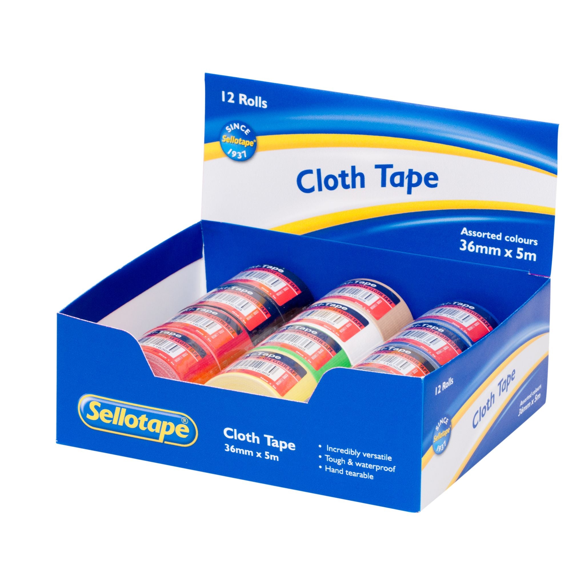 Sellotape D16036 Cloth Tape Assorted 36mmx5m 1 UNIT