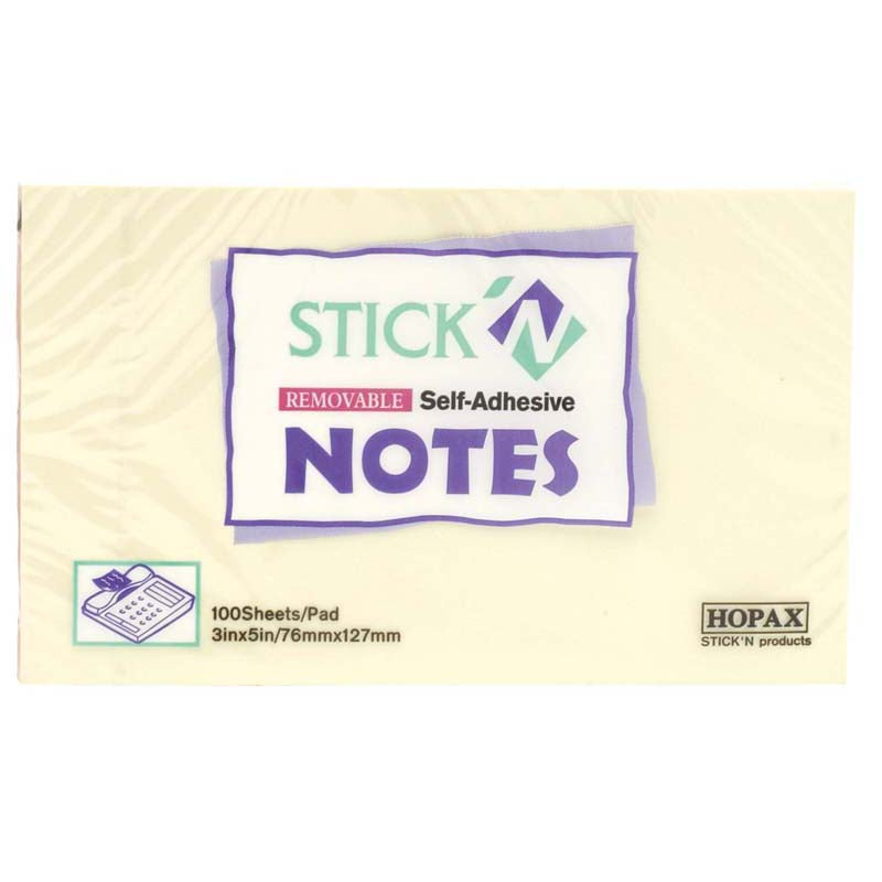 Stick'n Note Yellow 76x 127mm 100 Sheet Pad