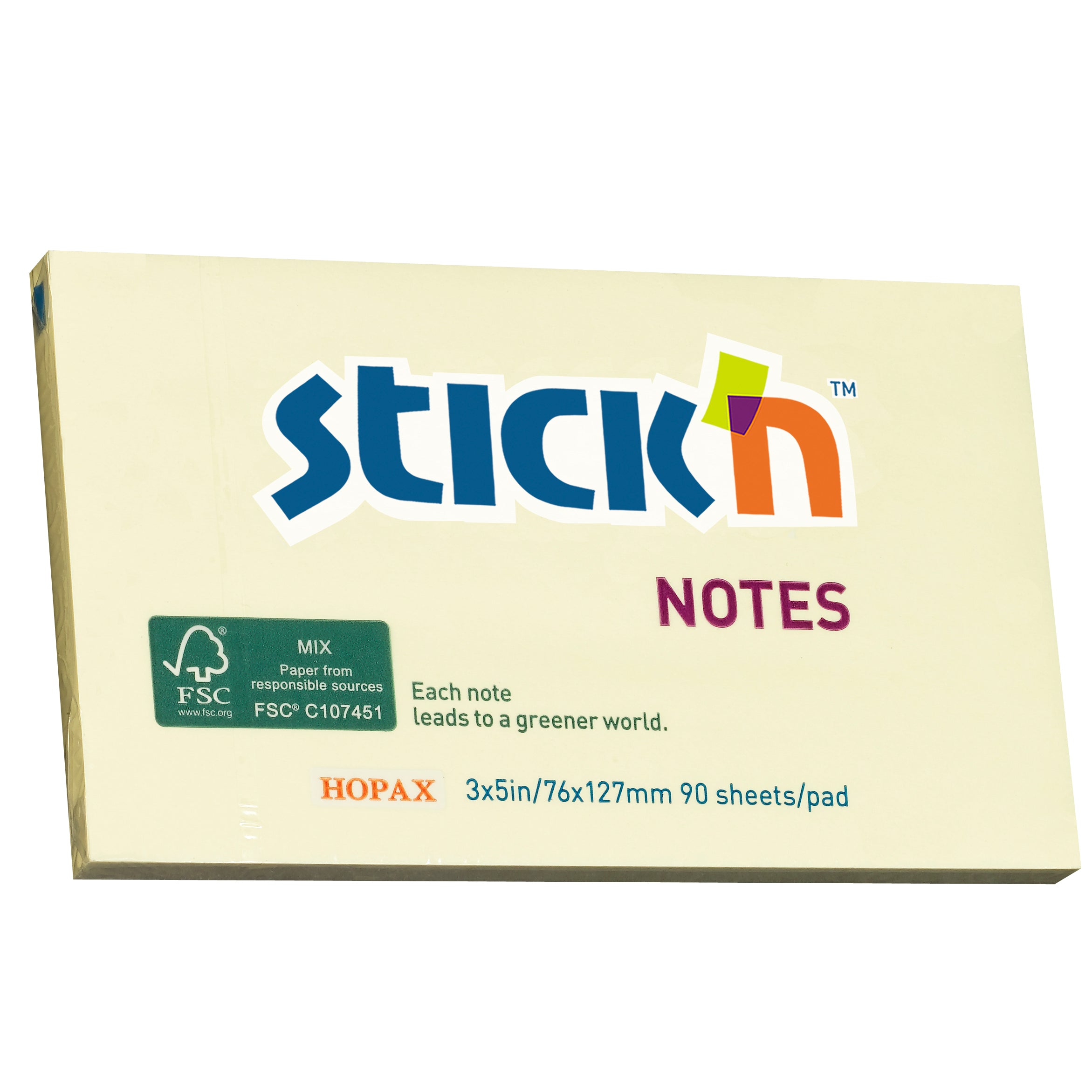 Stick'n Note FSC Mix Credit 76x127mm 90 Sheets Yellow