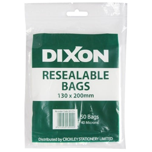 Dixon Resealable Bags Pack 50 130x200mm