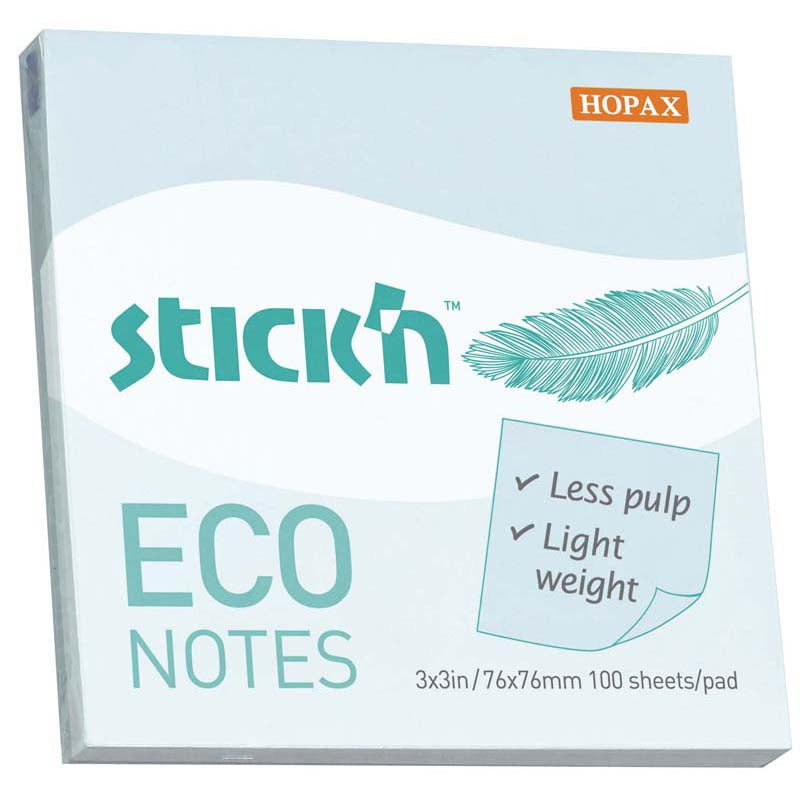 Stick'n Eco Blue Pastel 76x76mm 100 Sheets
