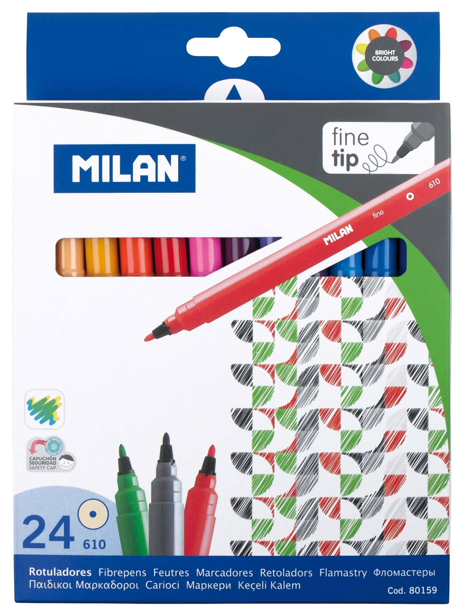 Milan Markers Fine Tip Pack 24 Assorted Colours