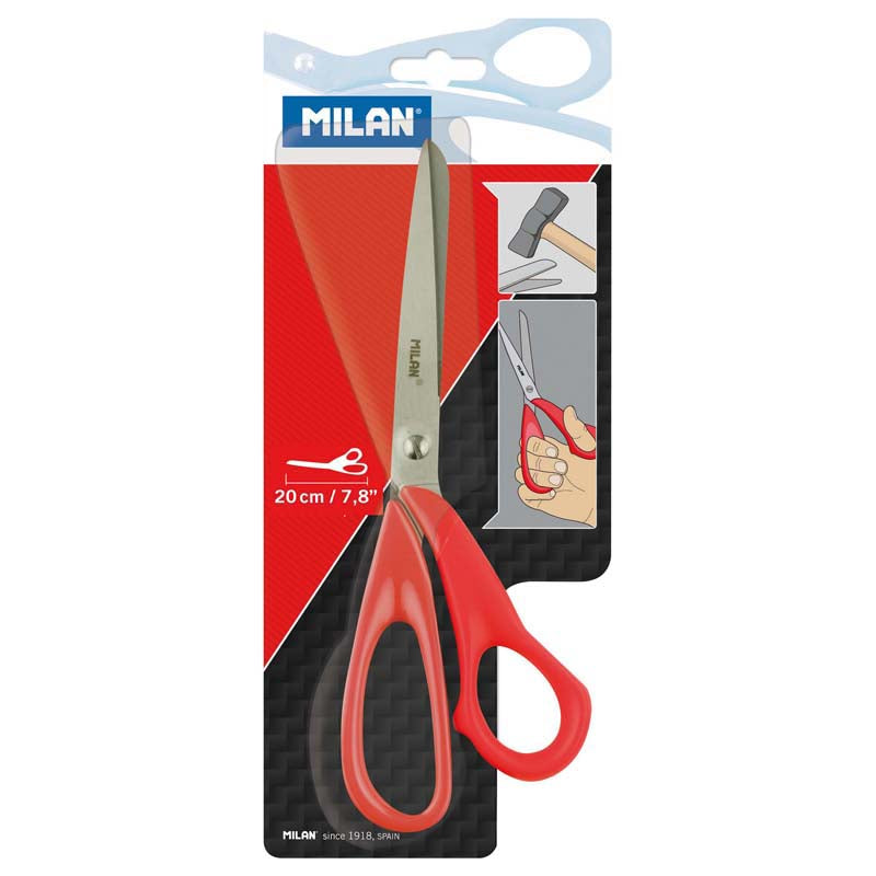 Milan Office Scissors Red 200mm 7.8 Inch