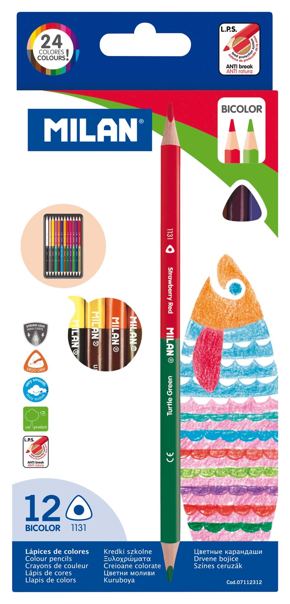Milan Bicoloured Pencils Pack 12 Assorted Colours