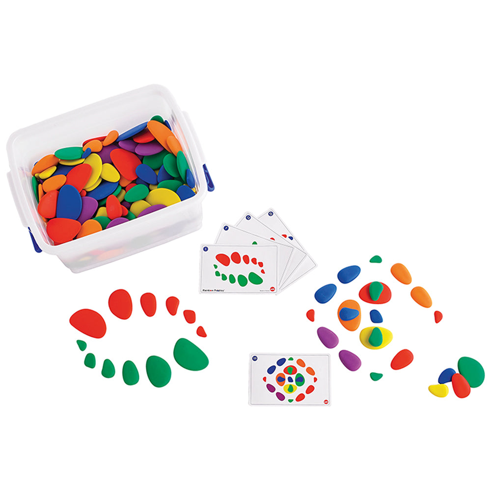 EDX Rainbow Pebbles Classroom Set 252 Pcs 47 Activity Cards In Plastic Container
