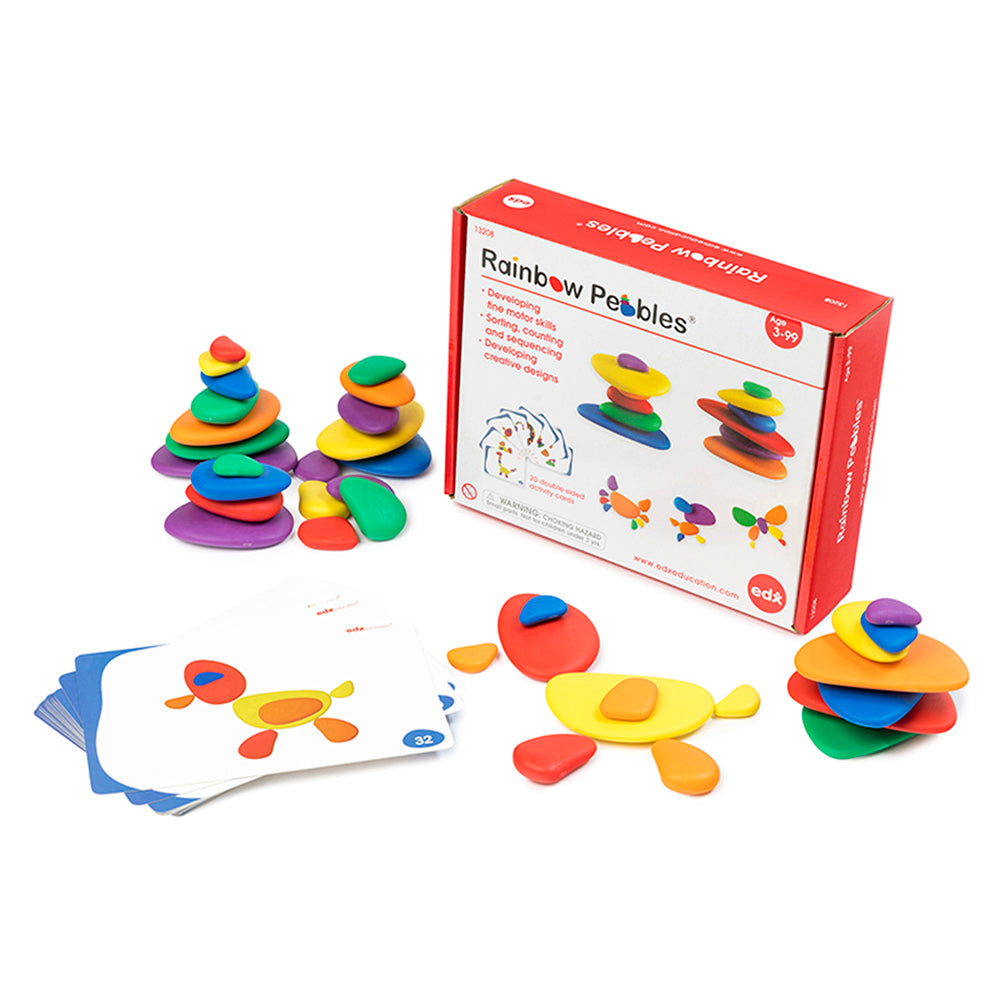 EDX Rainbow Pebbles Activity Set 36 Pcs With 20 Activity Cards