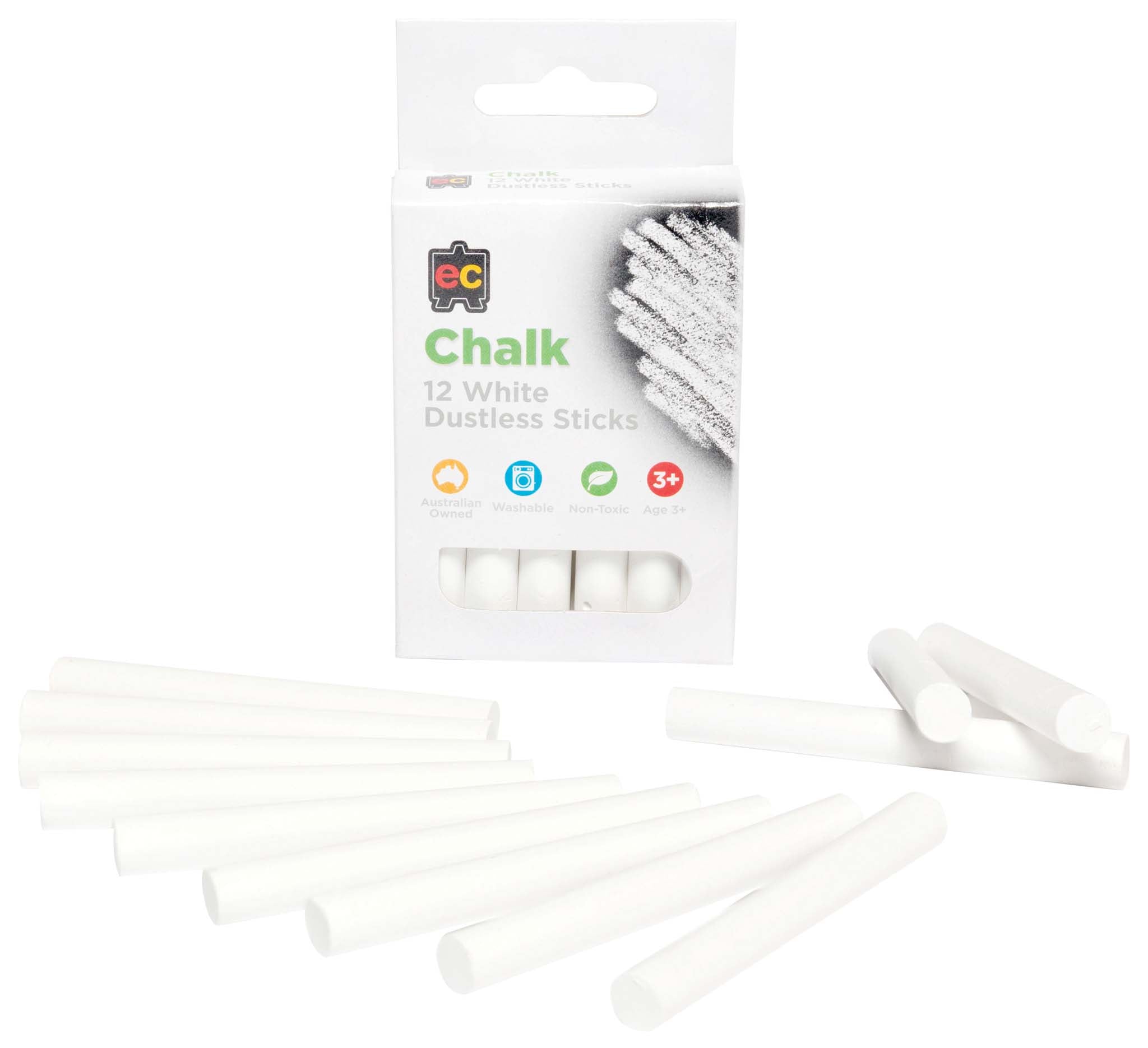 EC Dustless Chalk White 12 Pack