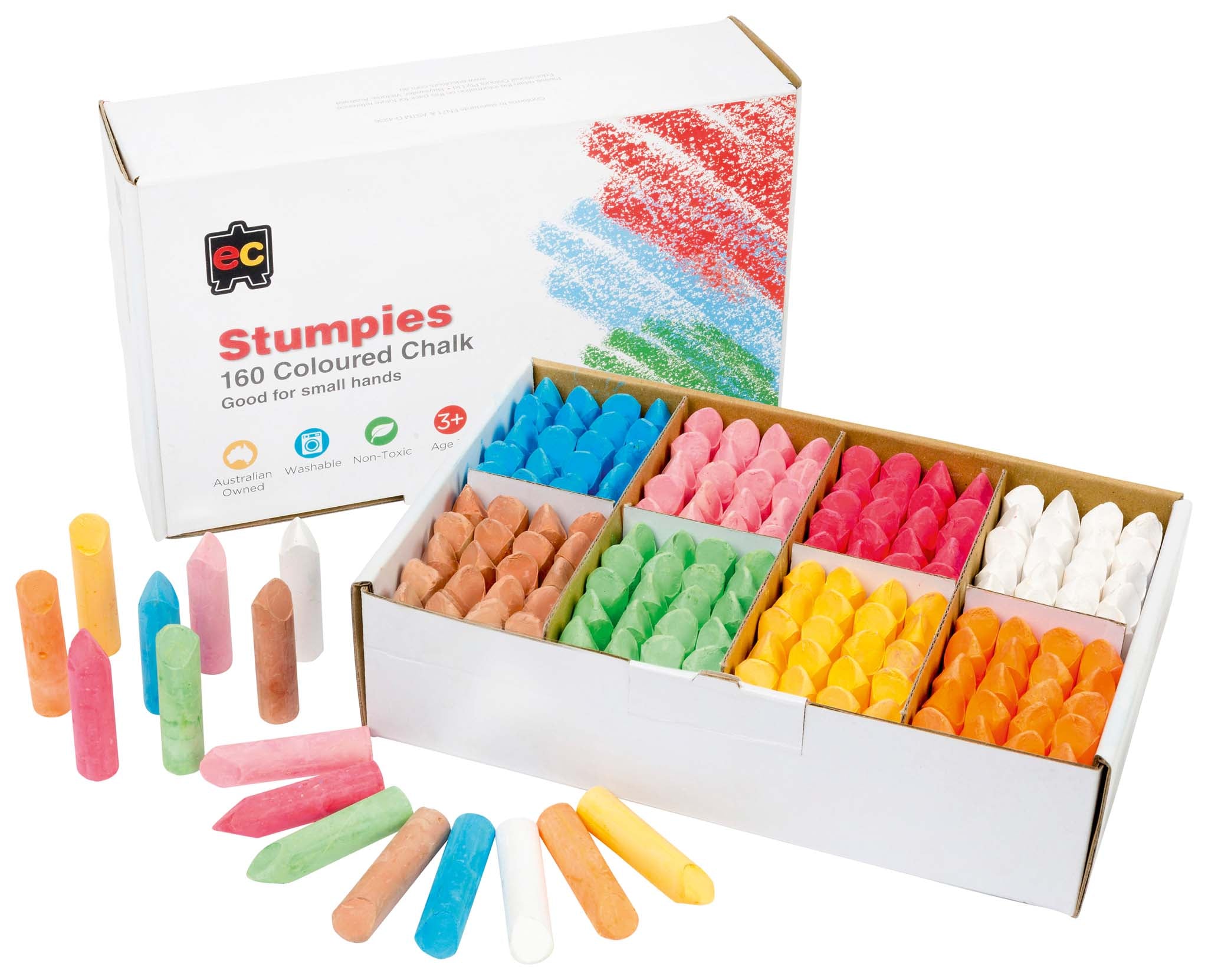 EC Chalk Stumpies Pack 160 Assorted Colors