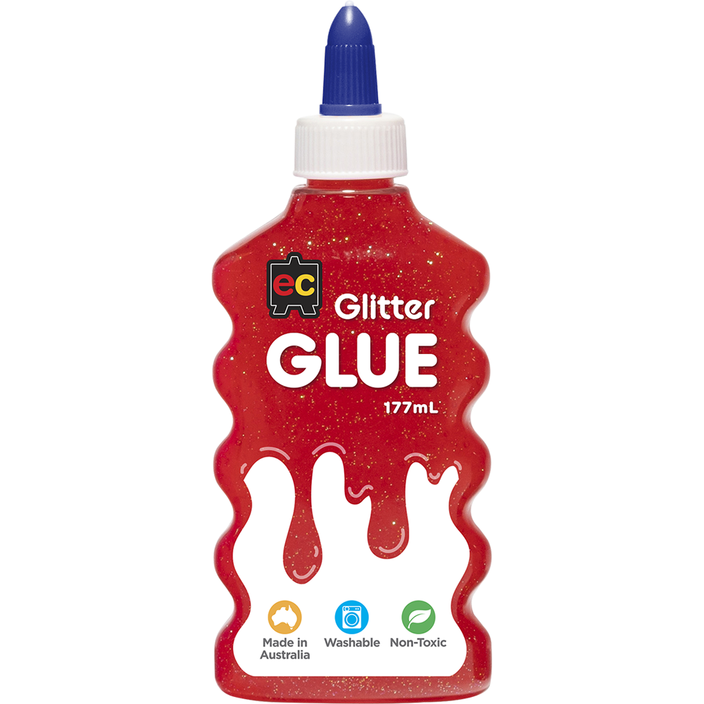 EC Glitter Glue 177ml Red