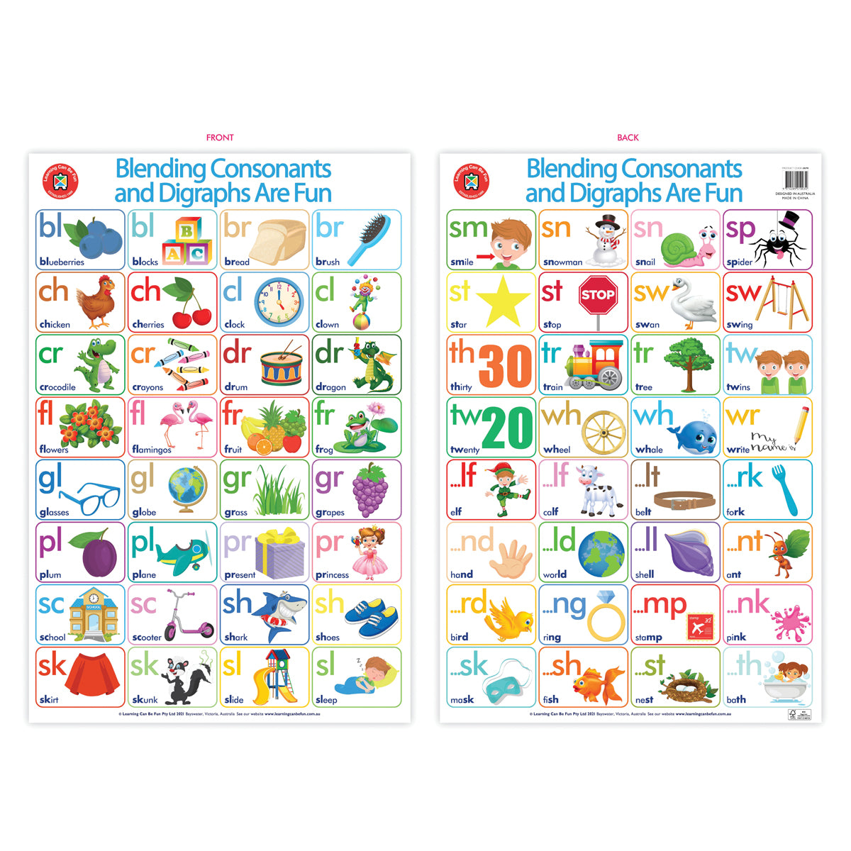 LCBF Wall Chart Blending Consonants and Digraphs Are Fun Poster
