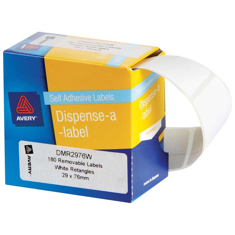 Avery Label Dispenser Dmr2976w 29x76mm White 180 Box