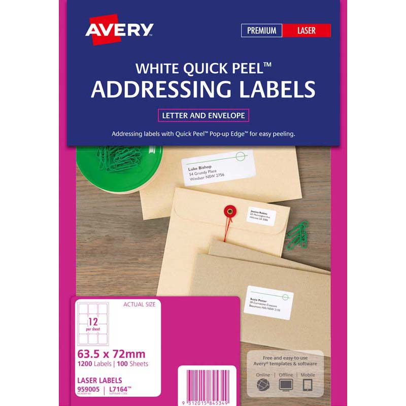 Avery Label L7164-100 100 Sheets Laser