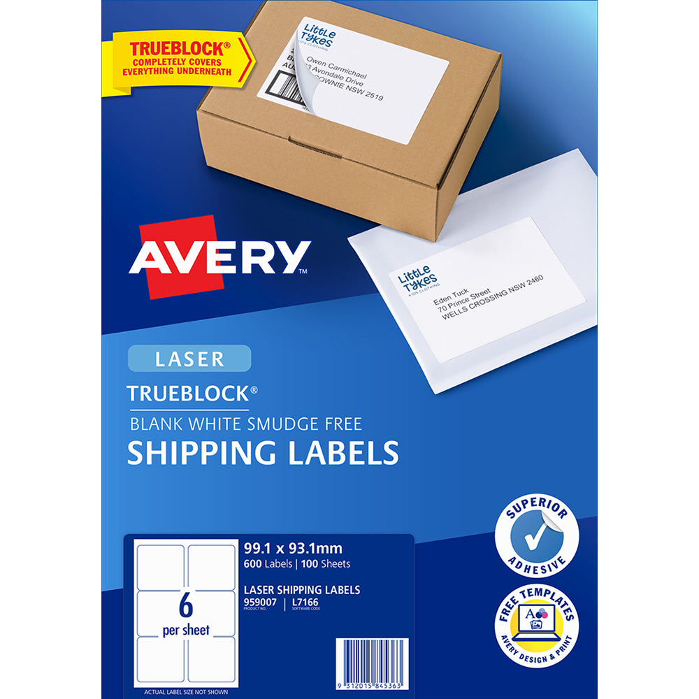 Avery Label L7166-100 Laser FSC Mix Credit 6up 100 Sheets