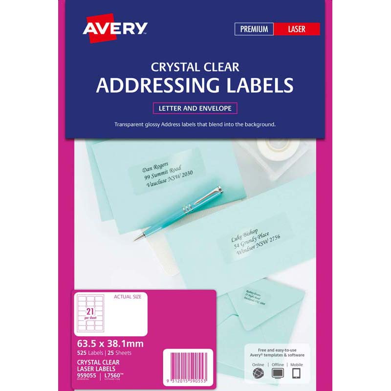 Avery Label L7560-25 Clear 25 Sheets