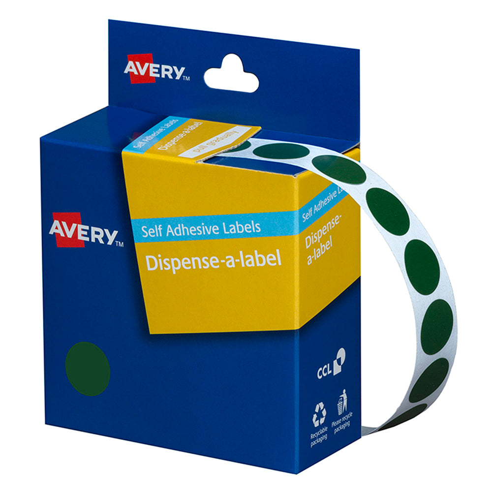 Avery Label Dispenser DMC14G Green Round 14mm 1050 Pack