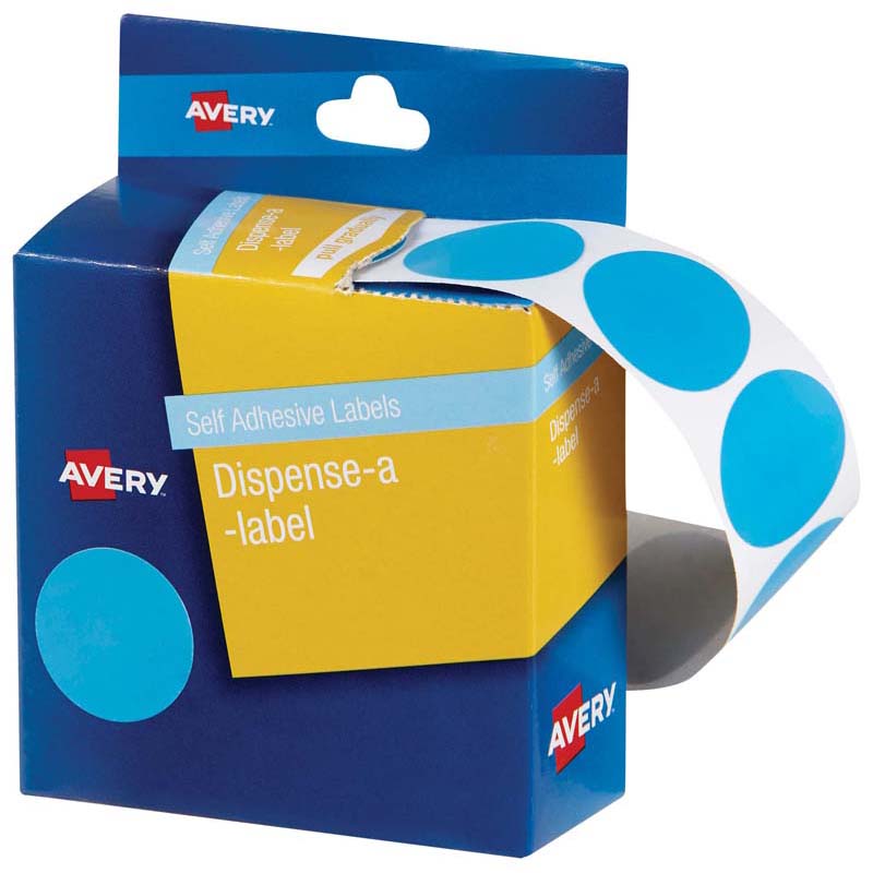 Avery Label Dispenser Dmc24lb Light Blue Round 24mm 500 Pack