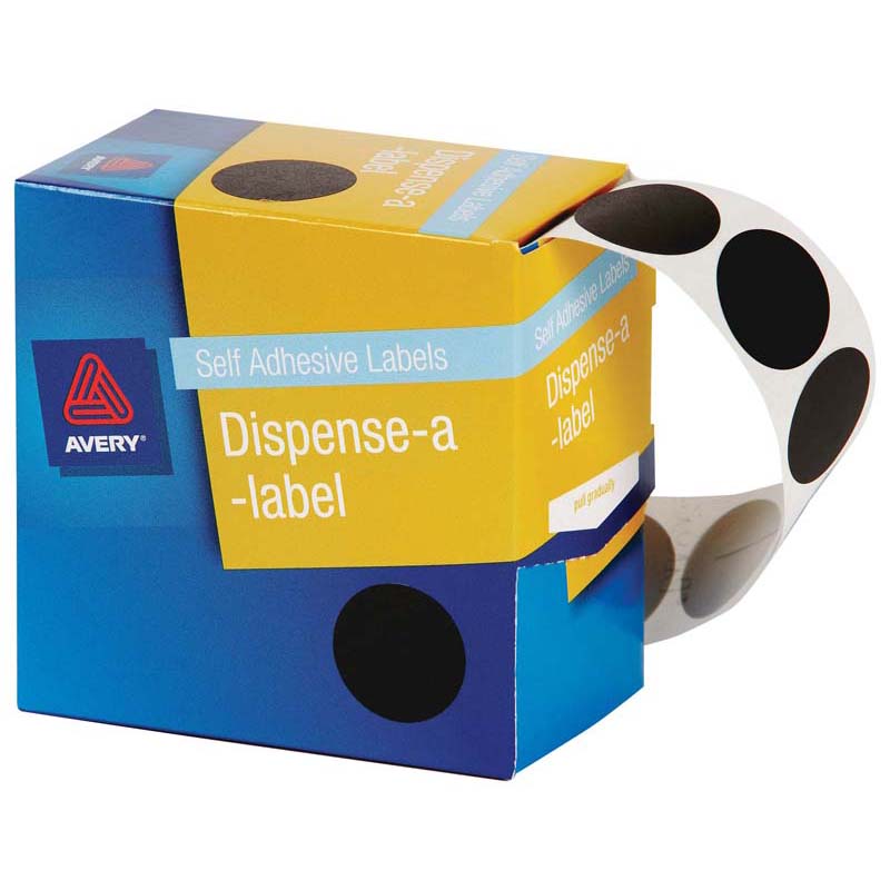 Avery Label Dispenser Dmc24bl Black Round 24mm 500 Pack