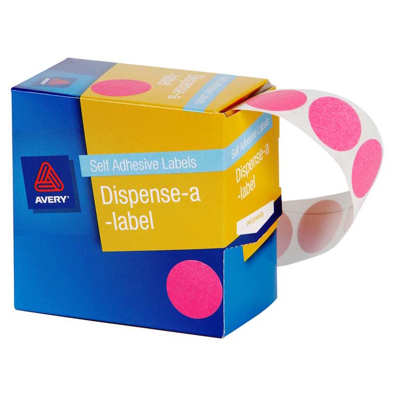 Avery Label Dispenser Dmc24p Pink Round 24mm 500 Pack