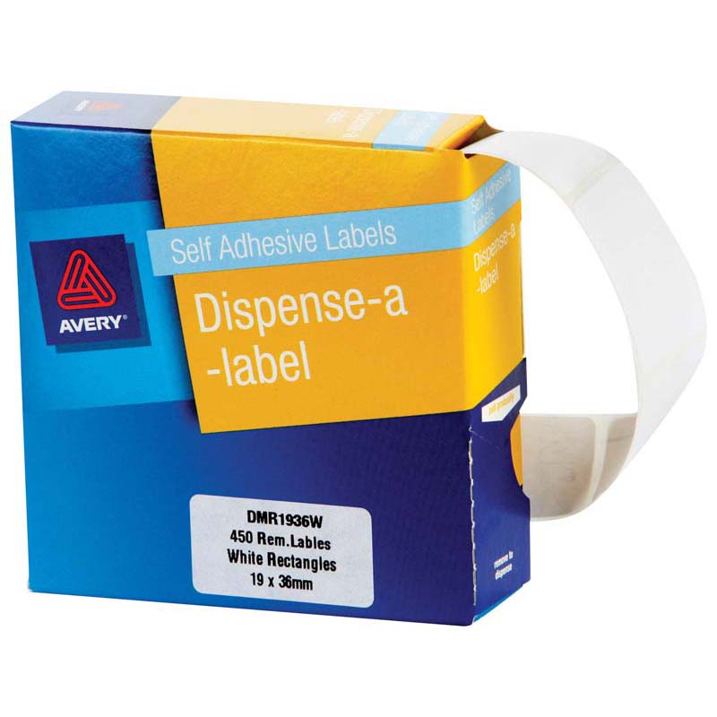 Avery Label Dispenser Dmr1936w 19x36mm White 450 Pack