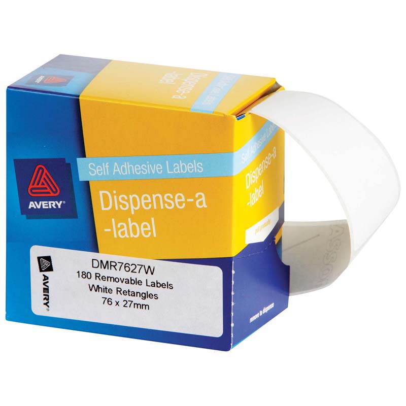 Avery Label Dispenser Dmr7627w 76x27mm White 180 Pack
