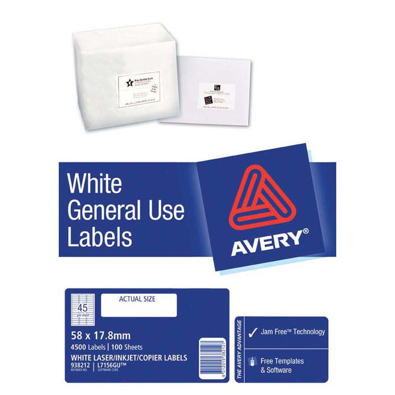 Avery Label L7156 General Use 58x17.8mm 100 Sheets