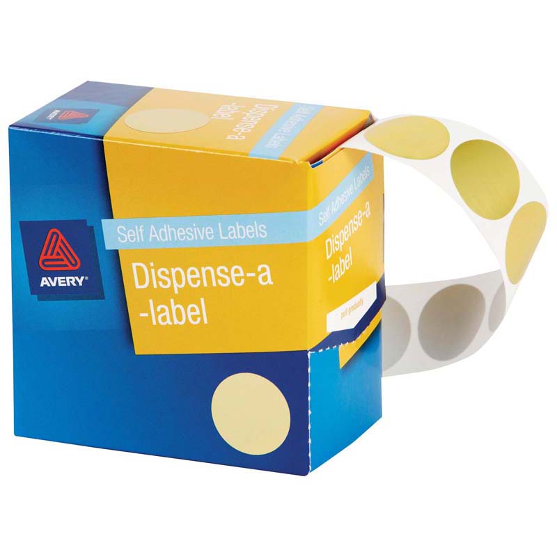 Avery Label Dispenser Dmc24go Gold Round 24mm 250 Pack