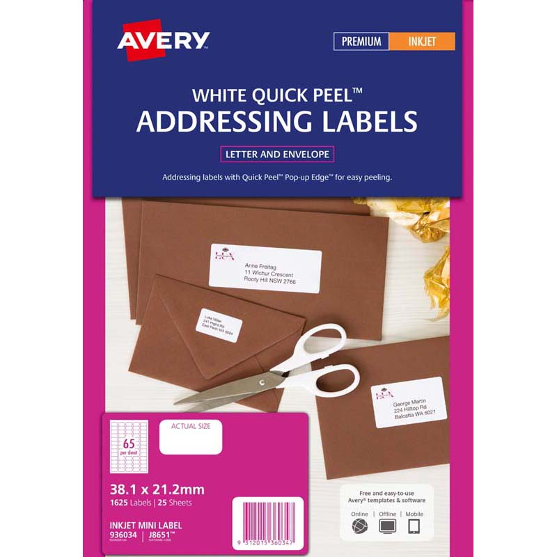 Avery Label J8651-25 Inkjet 25 Sheets