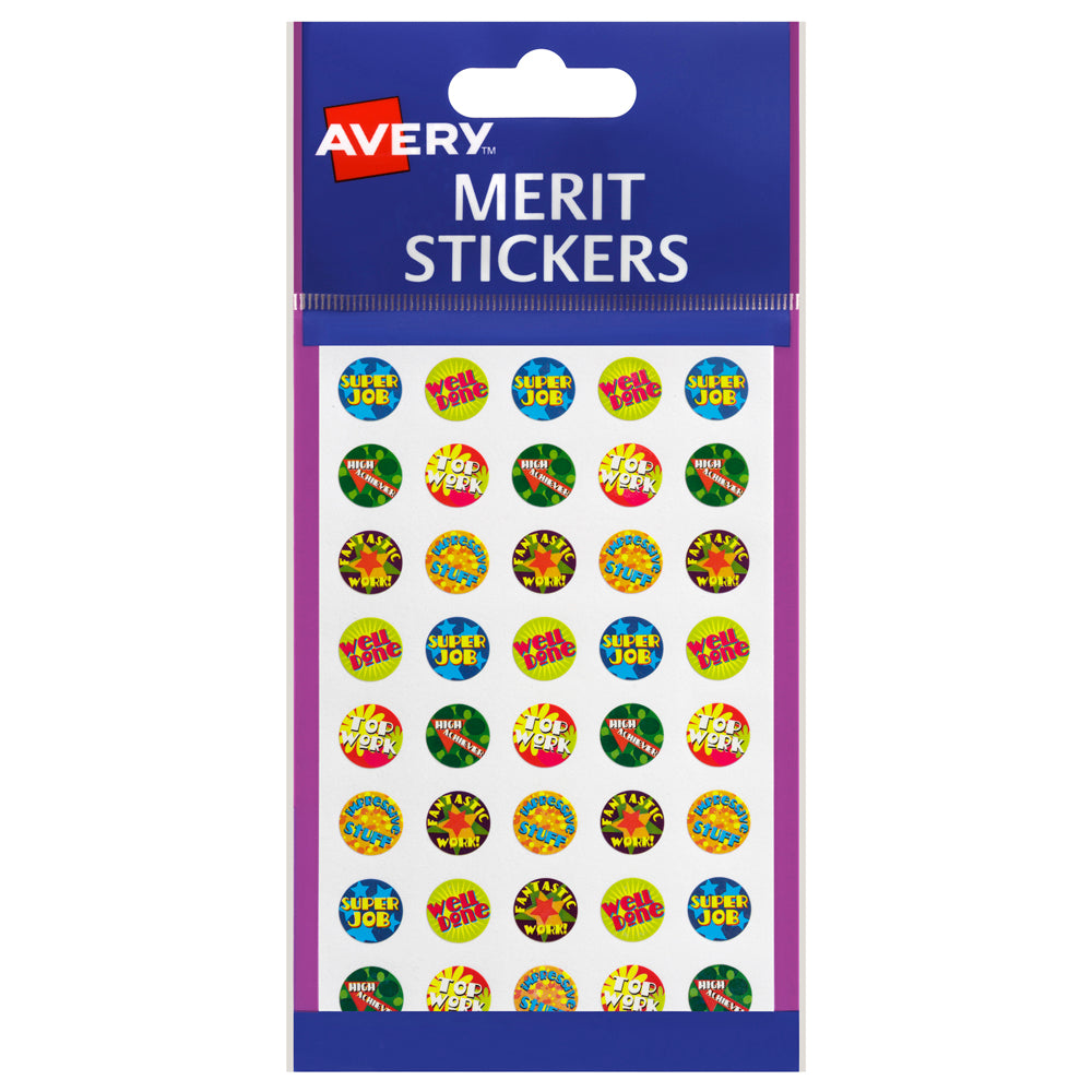 Avery Merit Stickers Teachers Mini Assorted Captions Round 13mm 800 Pack