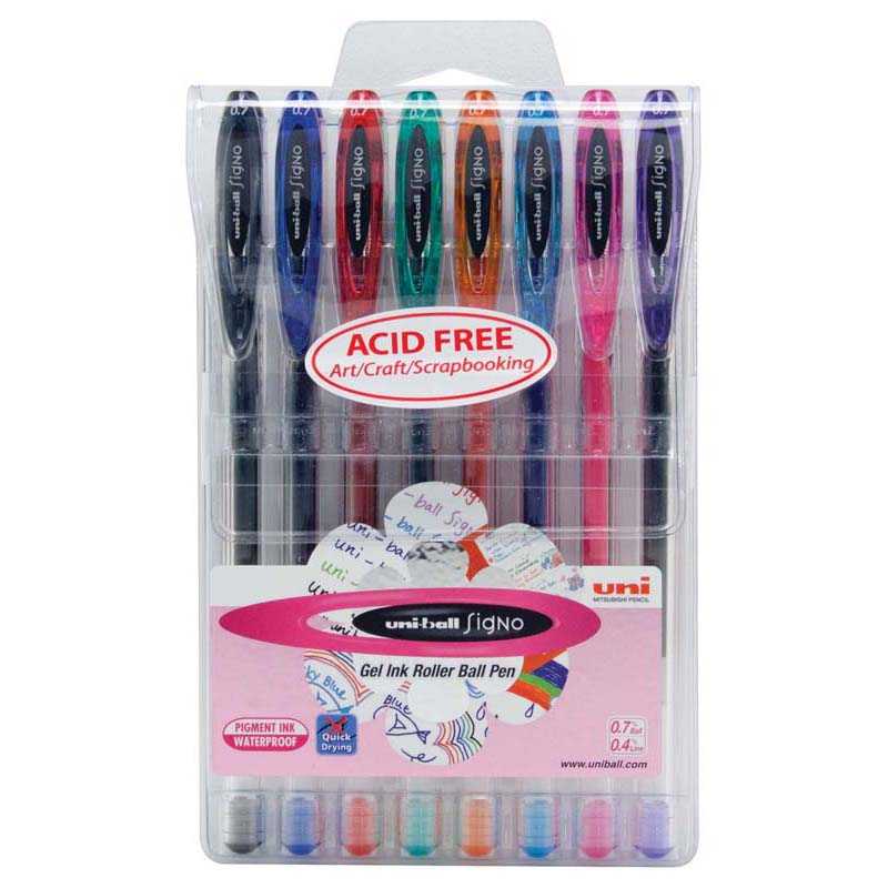 Uni-ball Signo Fine 0.7mm Capped Pack 8 Asstd UM-120