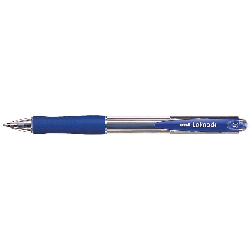 Uni Pen Laknock Sn100 07 Blue Retractable Fine, Pack of 12