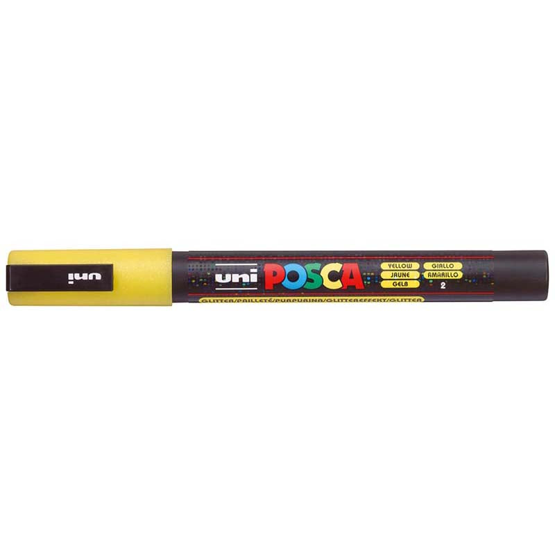 Uni Posca Marker 0.9-1.3mm Fine Glitter Yellow PC-3M