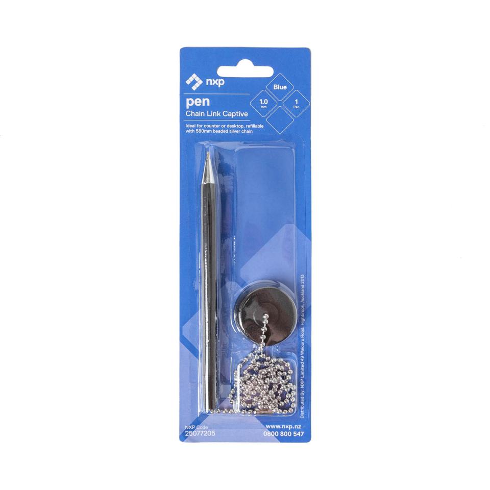 Pen on a Chain Link Captive Ballpoint Pen Medium 1.0mm Blue