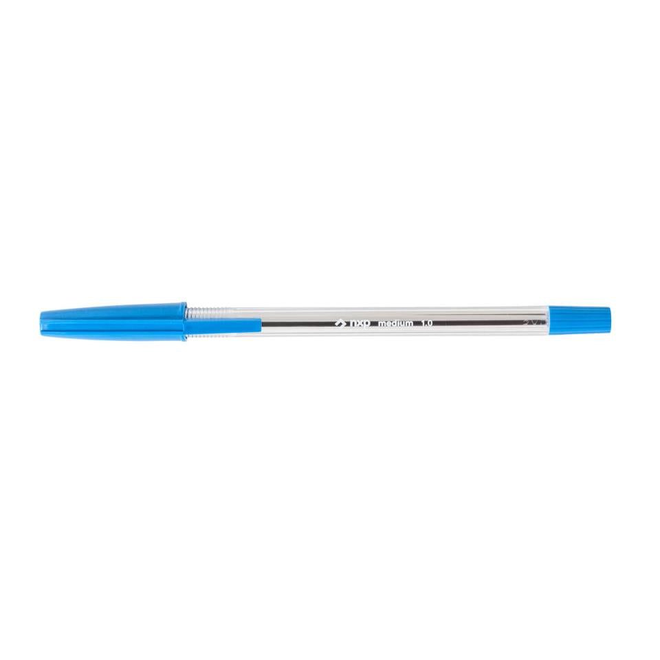 BEST BUY Clear Stick Capped Ballpoint Pen Medium 1.0mm Blue Box 50