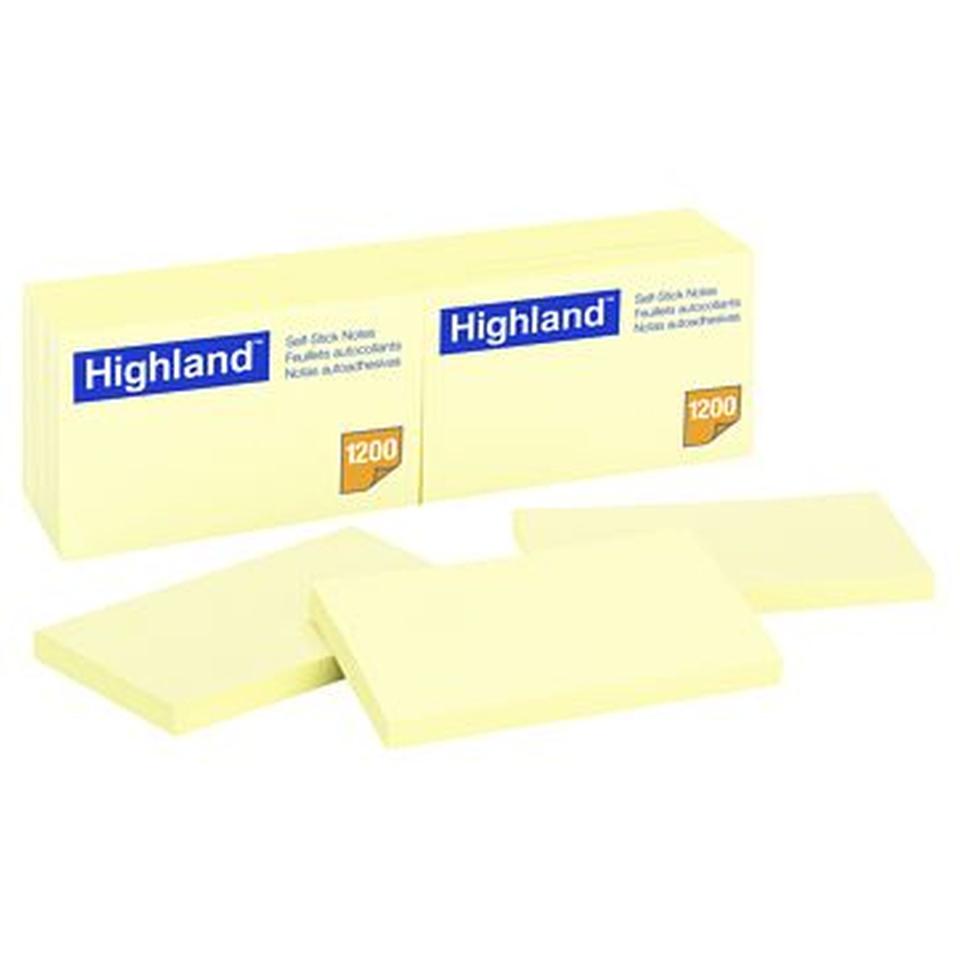 Highland Self-stick Removable Notes 76x127mm Yellow 12 Pads Pack