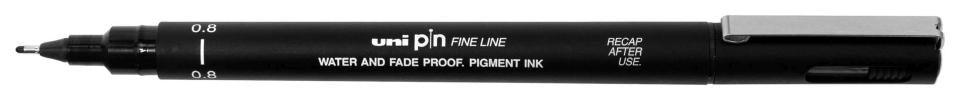 Uni Pin Fineline Permanent 0.8mm Black 08-200 Box 12
