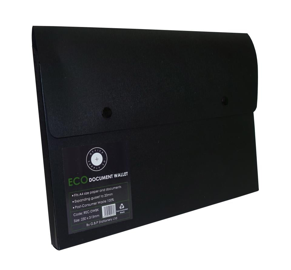Office Supply Co. 100% Recycled Document Wallet A4 Black