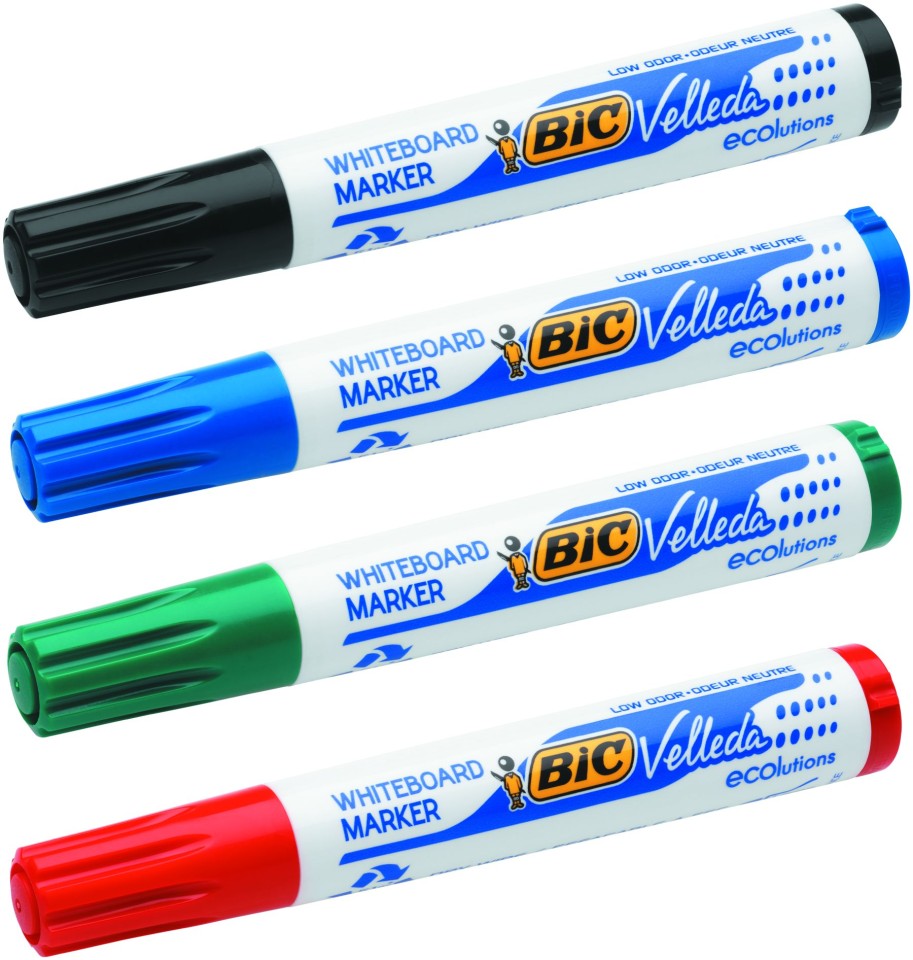 Bic Velleda Whiteboard Markers Bullet Assorted Box 4
