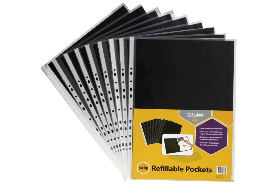 Marbig Display Book Refills A3 Pack Of 10