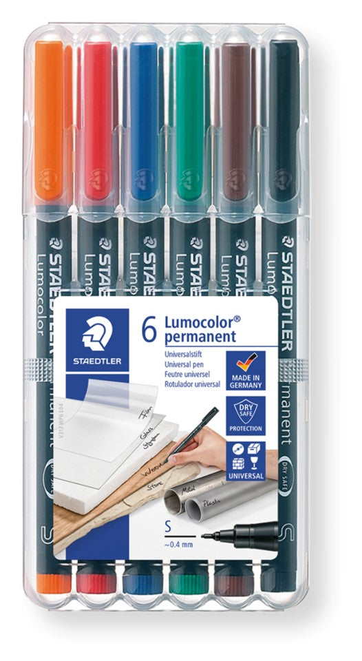 Staedtler Lumocolour Universal Pen Permanent S Assorted Pack 6