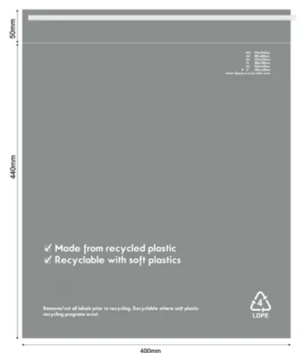 Mail Courier Bag Recycled 400 x 440mm LF Pack 100