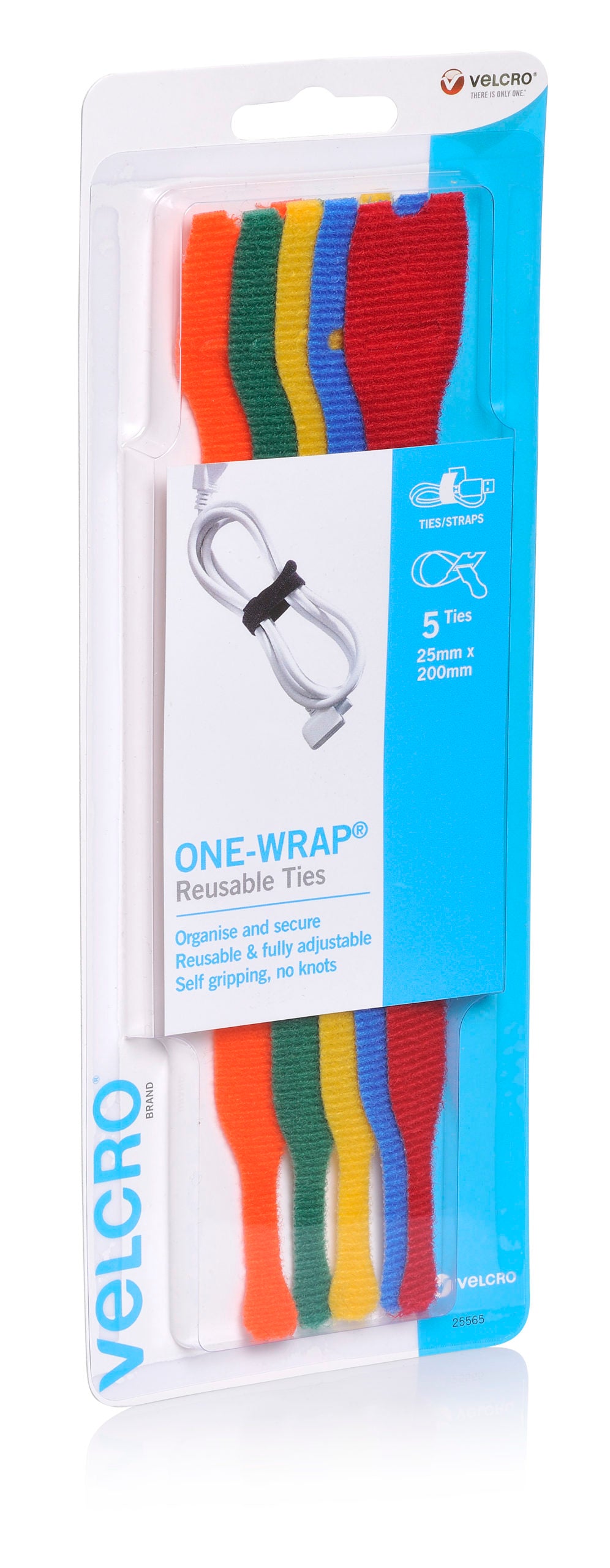 25 mm x 200 mm long Pack of 5 Coloured Cableties