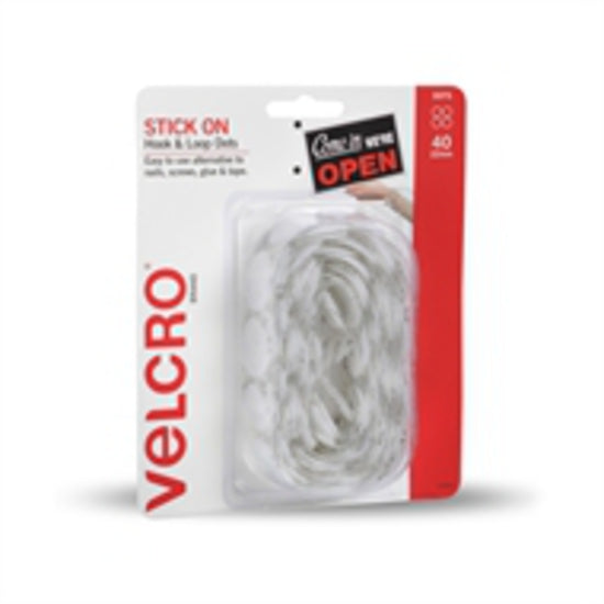 22 mm x 40 pairs White hook & loop spots