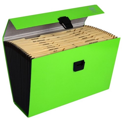 FM File Concertina Expanding Vivid Lime Green 19 Pocket