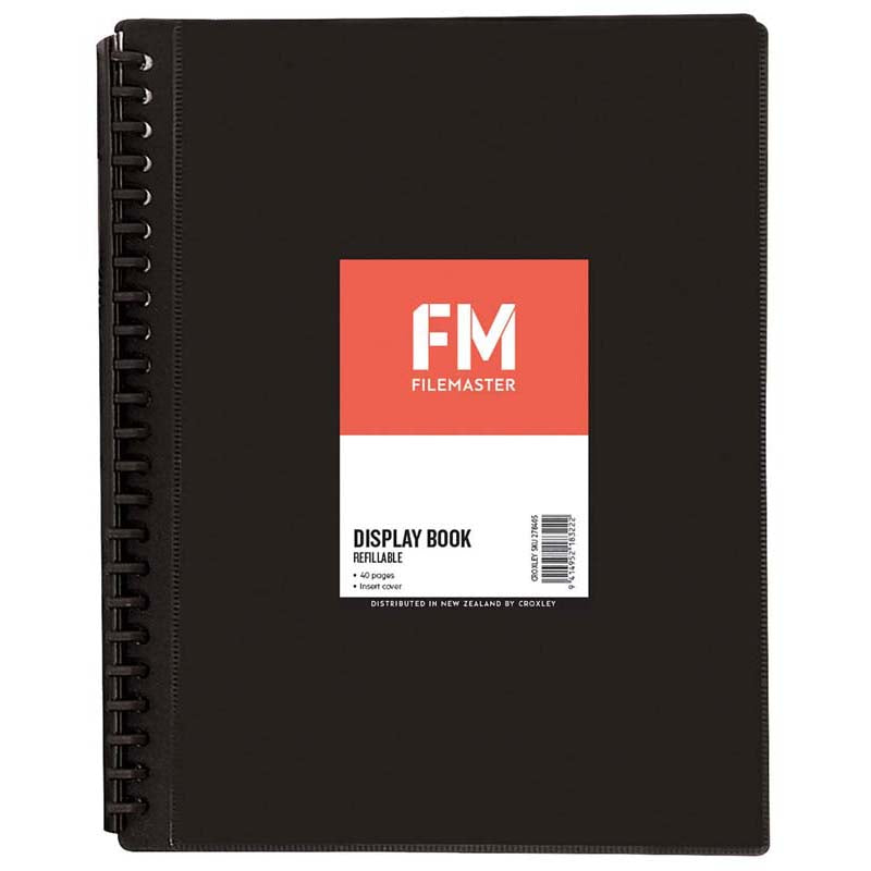 FM Display Book Black Insert Cover 40 Pocket Refillable