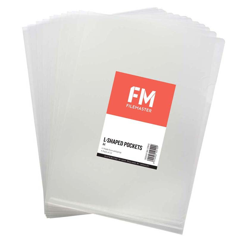 FM Pocket L Shape A4 Clear 12 Pack