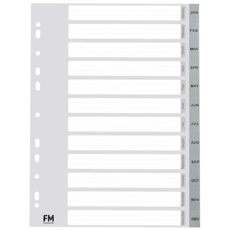 FM Indices A4 Jan-Dec Grey Polyprop