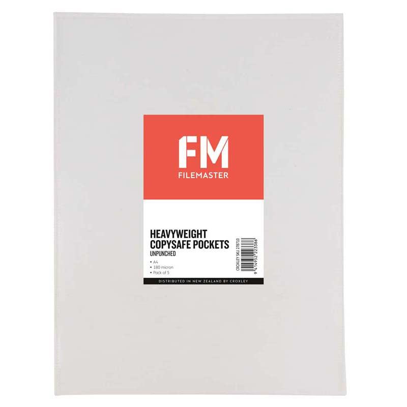 FM Pocket Copysafe A4 Unpunch 180 Micron Heavy Duty 5 Pack