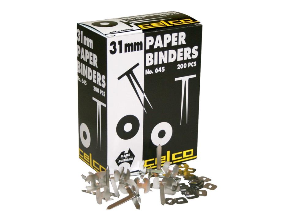 Jasco 0006454 Celco Paper Binder Fasteners No.645 31mm Box 200