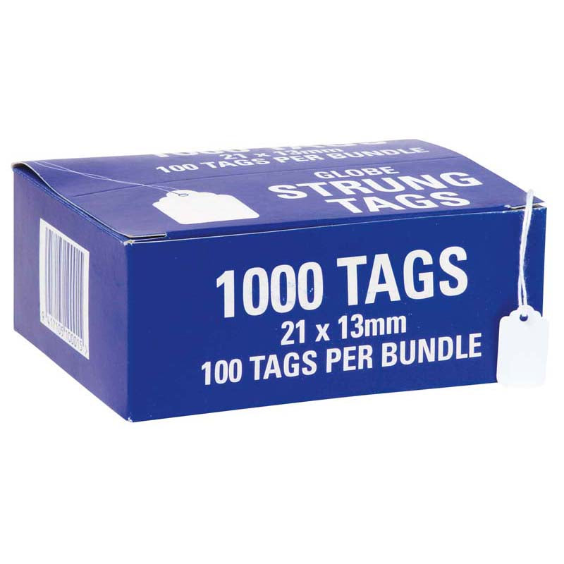 Globe Hardware Tags Strung 21h 21x13mm Box 1000