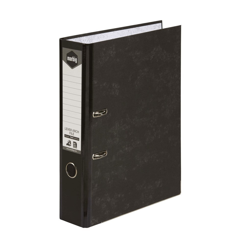 Marbig Lever Arch File Foolscap Mottle Black